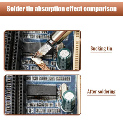 1.0-4.0mm Desoldering Mesh Braid Tape Copper Welding Point Solder Remover  Wire Soldering Wick Tin Lead Cord Flux For Soldering
