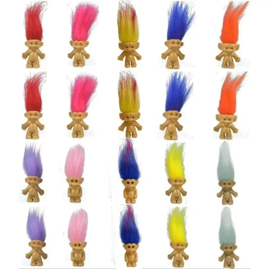 10Pcs/Bag Mini Trolls Dolls Anime Action Figure Colorful Hair Family Members Model Collection Kids Toys for Children's Gift 2025