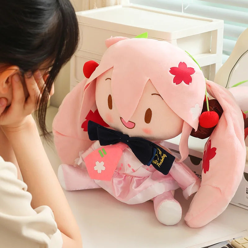 32cm Cute Hatsune Miku Plush Toy Kawaii Anime Miku With Bow High Quality Plushies Home Decor Soothing Plushie Birthday Gift Girl