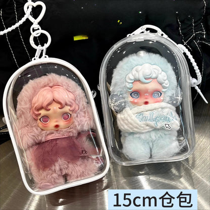 Labubu/SP Protect Case Labubu Sitting Party 15/17cm Cotton Doll Shoulder Pain Bag PVC Storage Bag Labubu Walk Bag Dustproof