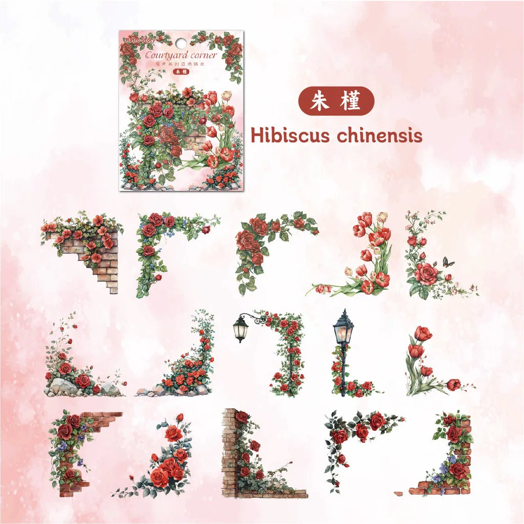 30 Pcs Flowers Corner Stickers PET sticker package DIY diary decoration sticker album scrapbooking Junk Journal