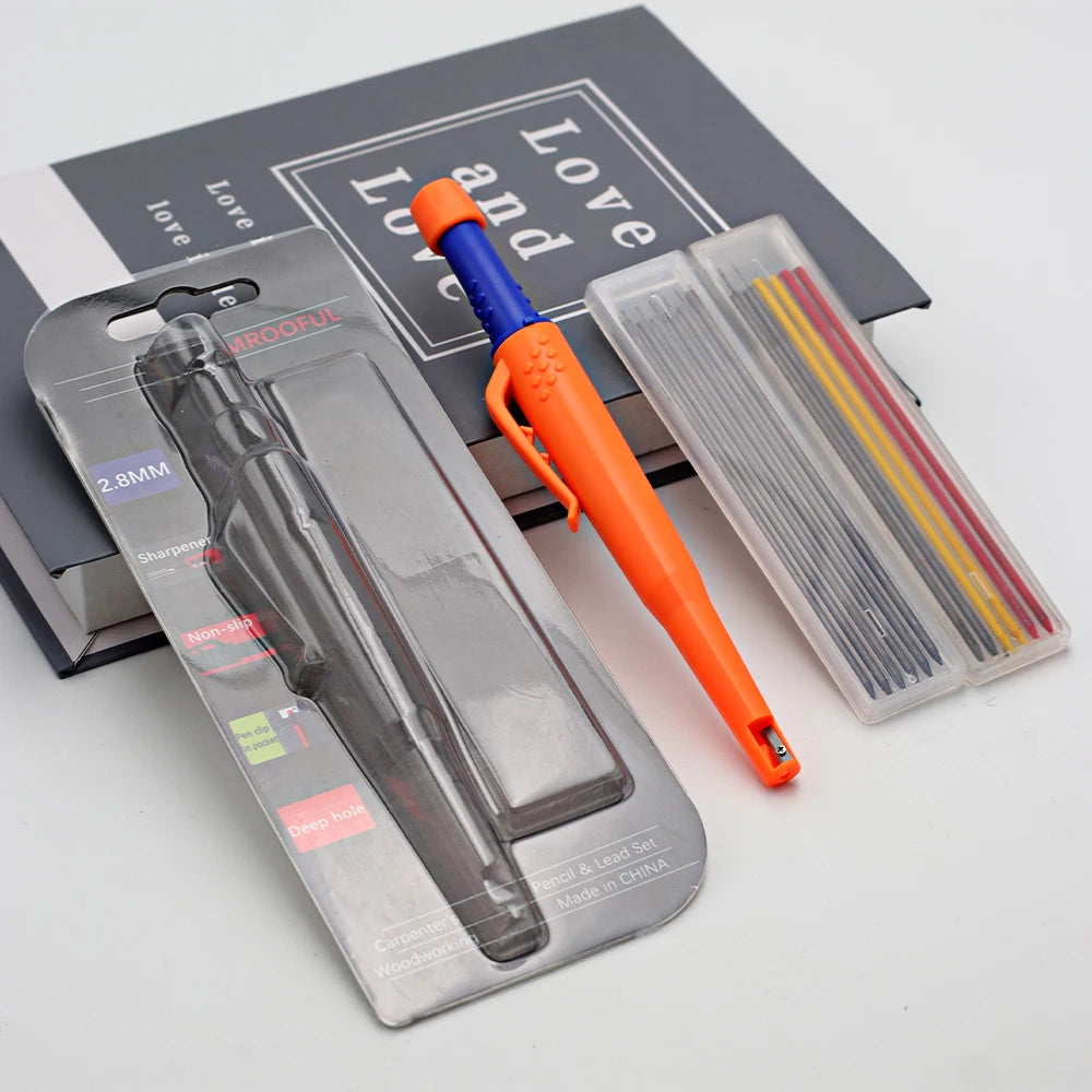 Woodworking Pencil Card Set, Deep Hole Marking and Drawing, with 2.8mm Reliable and Durable Lead, for Carpenters Engineering