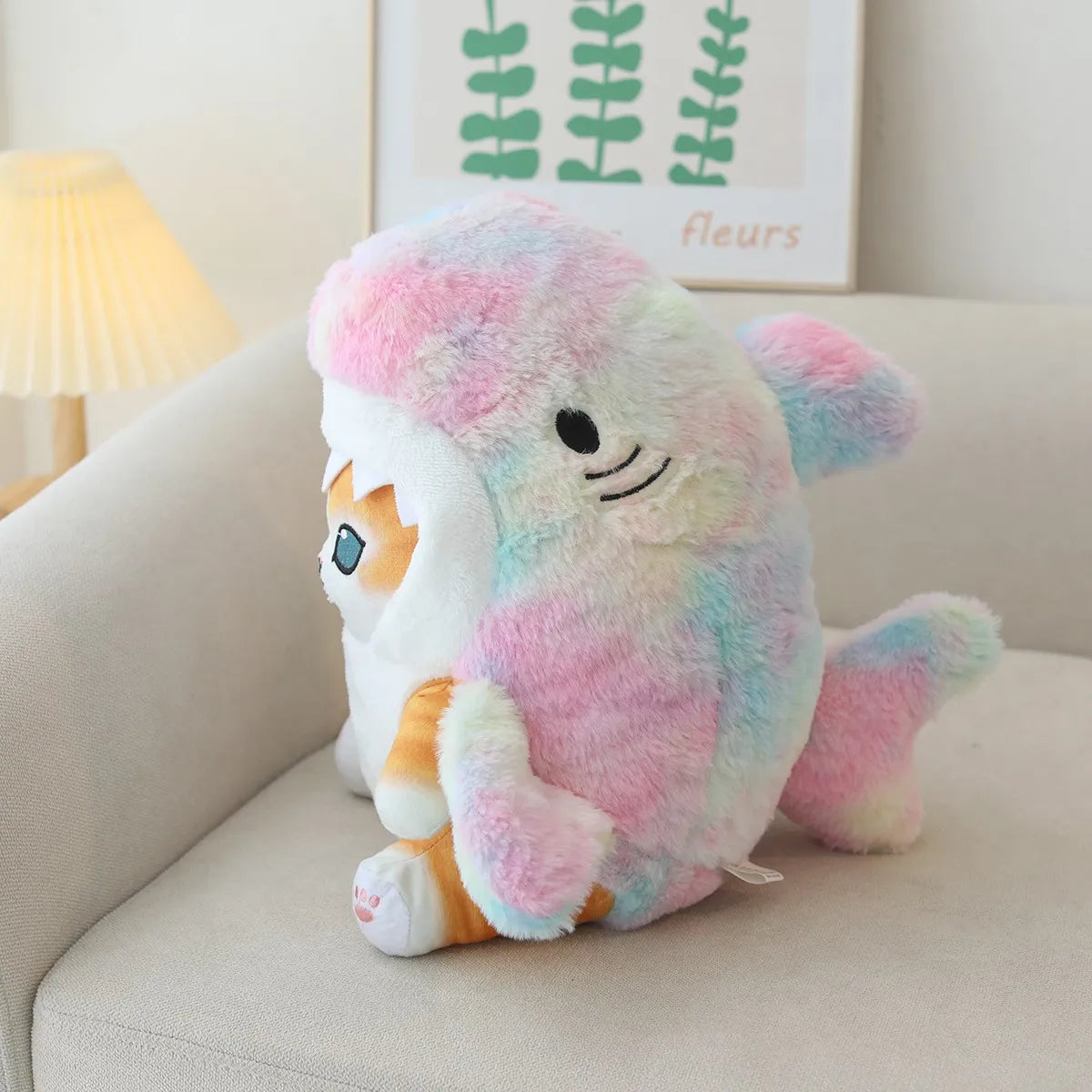 22/33/55cm Cat Shark Kawaii Room Decoration Cartoon Toys For Children Huggable Pillow Christmas Gift Sofa Cushion