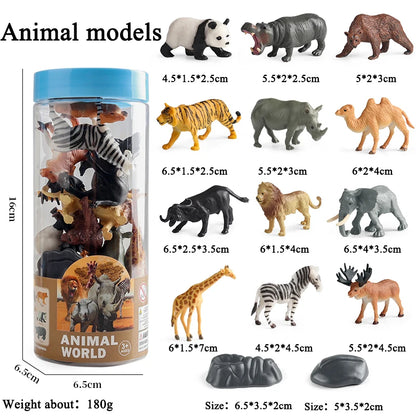 Oenux Miniature Animals Set Wild Sealife Farm Dinosaur Brinquedo Figurine Model Action Figures Zoo Cute Education Kids Toy Gift