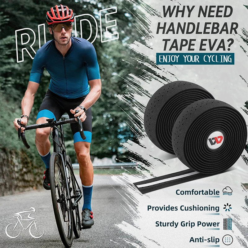 WEST BIKING EVA Bar Tape High Tenacity Handlebar Tape Adhesive Bike Handle Tape Shock Absorbing Bar Tape With Hole for Road Bike