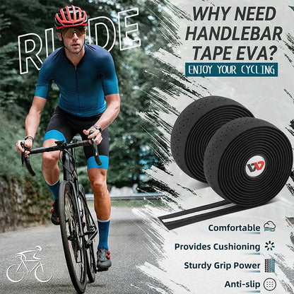 WEST BIKING EVA Bar Tape High Tenacity Handlebar Tape Adhesive Bike Handle Tape Shock Absorbing Bar Tape With Hole for Road Bike