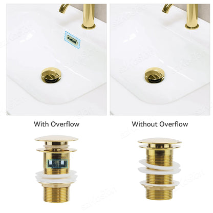 Bathroom Sink Stopper Washbasin Pop Up Drain Plug Cover Waste Pipe Drainer With Or Without Overflow For Bath Accessories