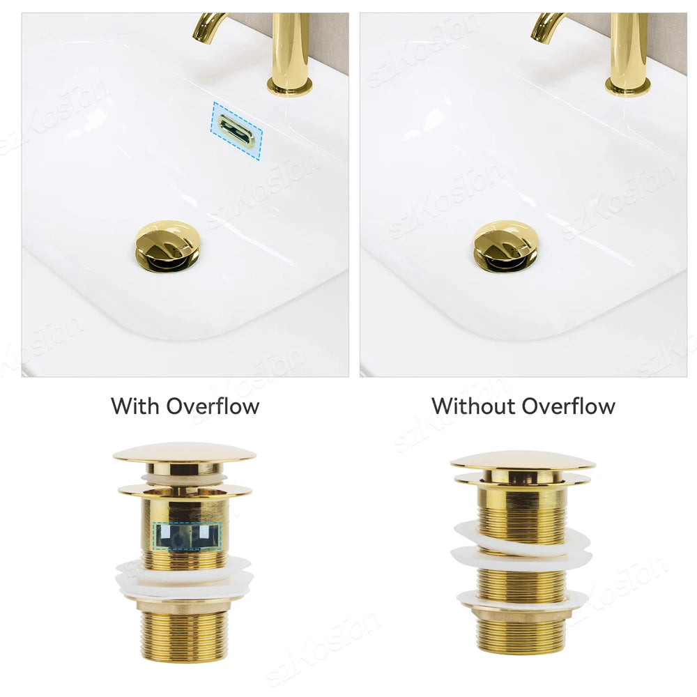 Bathroom Basin Sink Sewer Pop Up Drain Filter Waste Stopper Bathroom Kitchen Faucet Accessories Brass Matt Black Gold