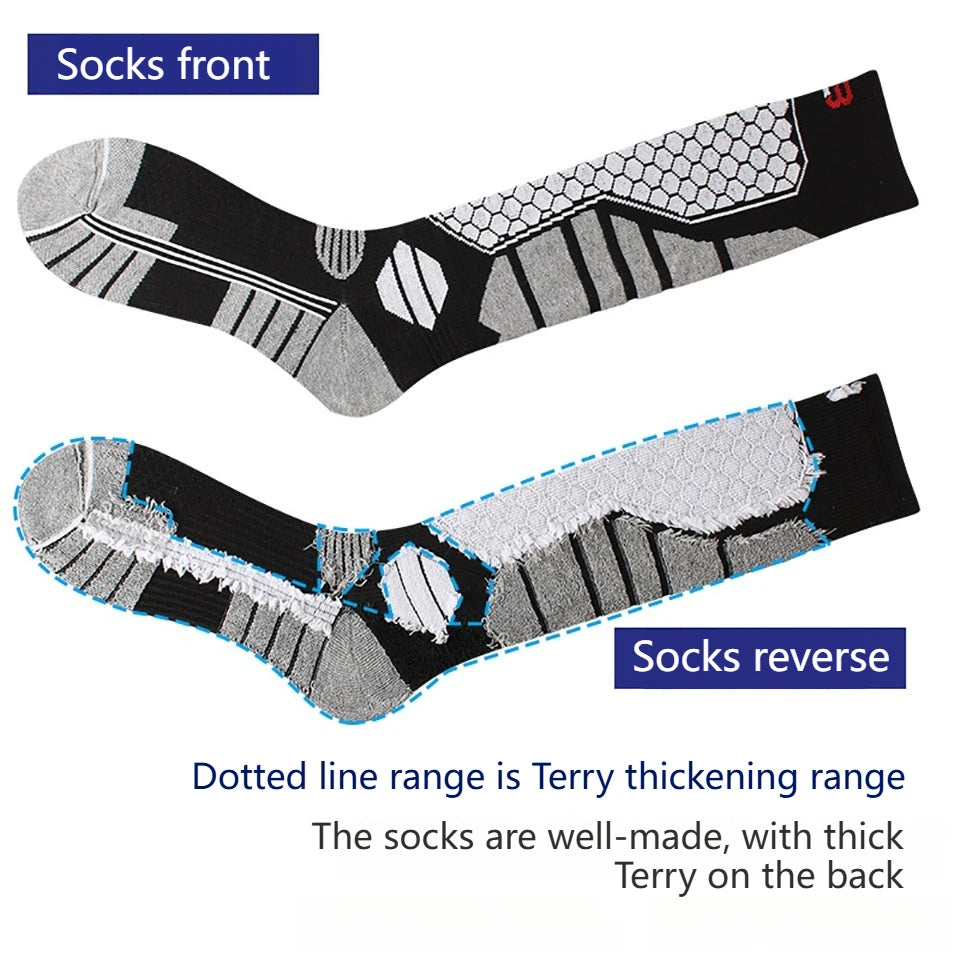 GTUBIKE New Winter Warm Ski Socks Anti-slip Thickened Compression Snowboard Socks Thermal Moisture-wicking Knee High Socks