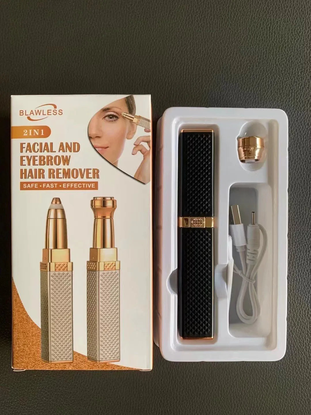 1pc Rechargeable 2-in-1 Eyebrow Razor and Hair Shaver with LED Light - Painlessly Remove Peach Fuzz, Facial Hair, Eyebrows, Lips