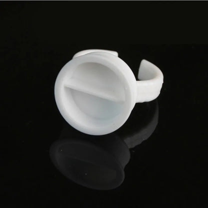 100pcs Disposable White Glue Holder Ring Adhesive Pallet For Eyebrow Tattoo Pigment Eyelash Extension Container Ring Cup