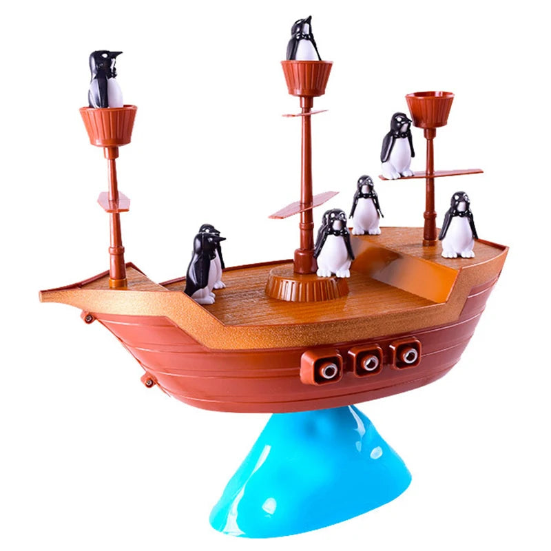 Pirate Boat Puzzle Desktop Game Toy Board Game Balance Penguin Pirate Ship for Parent-child Interaction Birthday Gift