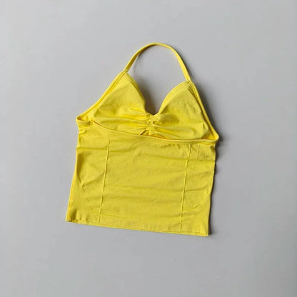NO LOGO Women's Longline Strappy Backless Gym Top Scrunch Workout Open Back Bra Tank Top for Running Yoga Shirt