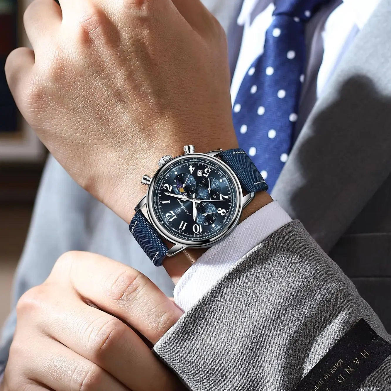 POEDAGAR Luxury Sports Men Watch Waterproof Luminous Leather Quartz Man Wristwatch Chronograph Date Military Men's Watches Reloj