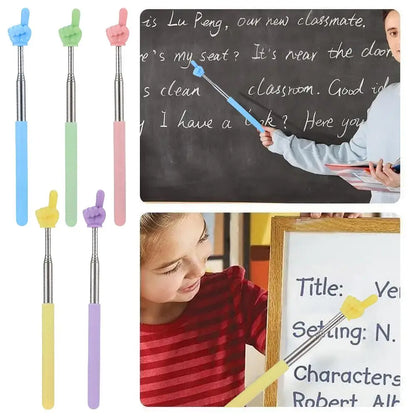 Steel Teaching Pointer Telescopic Rod Finger Design Teaching Stick Finger Reading Sticks Tools School Office Supplies