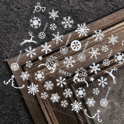 30pcs Sheets Christmas 3D Nail Art Stickers Decals Nail Art Supplies for Women And s - Self-Adhesive Cartoon Snowflake Snowman