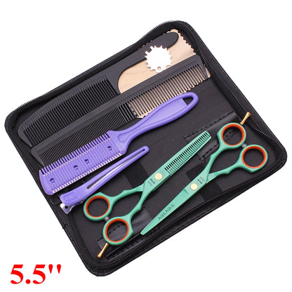 5.5'' Professional Hairdressing Hair Scissors 440C Cutting Shears Thinning Razor Comb Set Salon Barber Home Dropshipping A1104