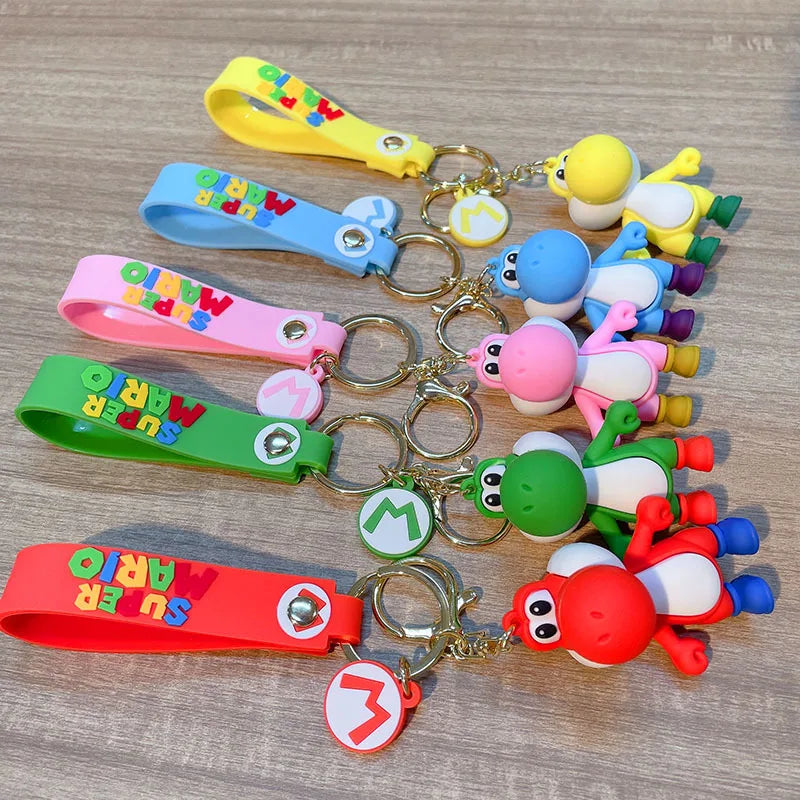 Super Mario Bros Keychain Anime Figure Toad Yoshi Car Decoration Backpack Pendant Accessories Kids