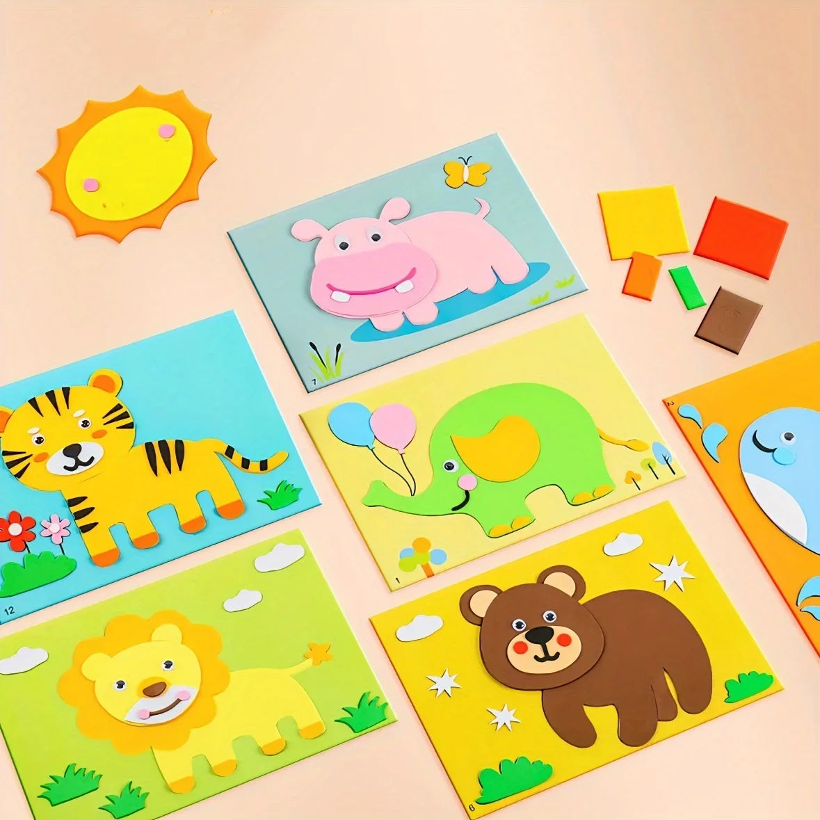 10Pcs 3D EVA Foam Sticker Set DIY Cartoon Animal Learning Education Painting Sticker Art Classroom Painting Puzzle Handicra