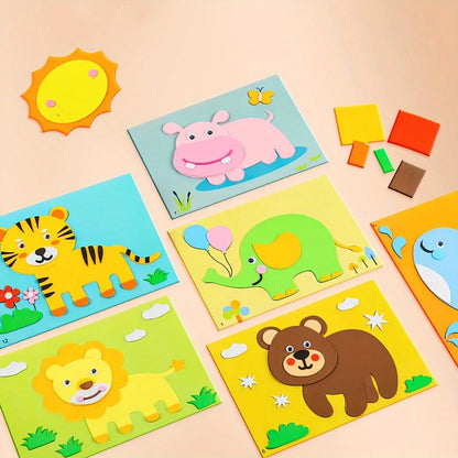 10Pcs 3D EVA Foam Sticker Set DIY Cartoon Animal Learning Education Painting Sticker Art Classroom Painting Puzzle Handicra