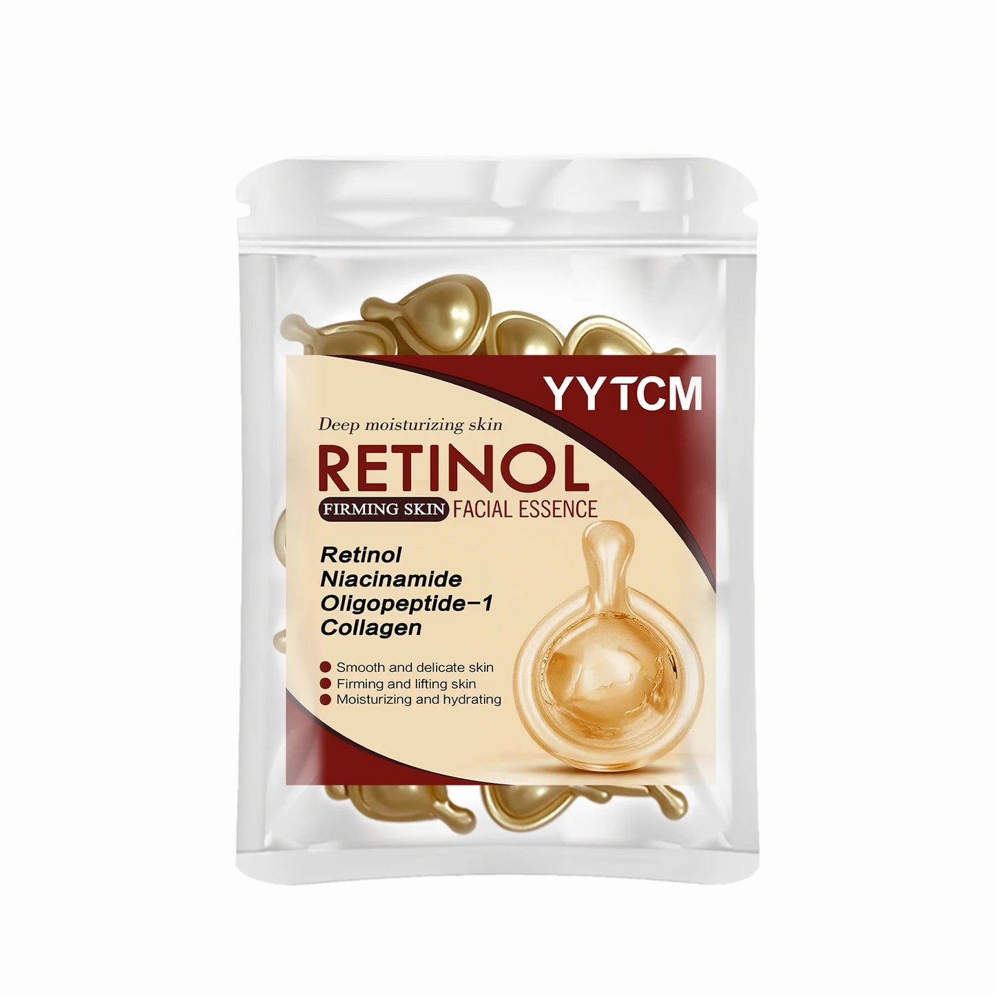 Retinol Firming Facial Moisturizing Essence Capsules, Retinol Facial Essence, Contains Hydrolyzed Collagen, Niacinamide, Deep Moisturizing (0.5Gx30 Capsules)/Bag-1 Bag