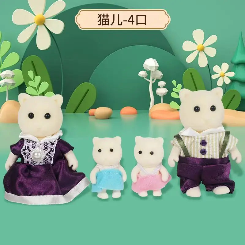 Simulation Forest Rabbit Family DIY Playset Mini Rabbit Bear Figure Toy Dolls Kids Gifts