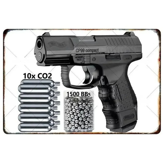Cool Gun Poster Metal Tin Sign Man Cave Set 4 Vintage Firearm Wall Art Military Decor Bar Bedroom Garage