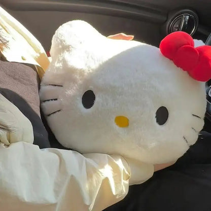 Anime Sanrio Hello Kitty Cute Cartoon Head Plush Pillow Sofa Bedside Cushion Car Cushion Nap Pillow Birthday Gifts for Girl