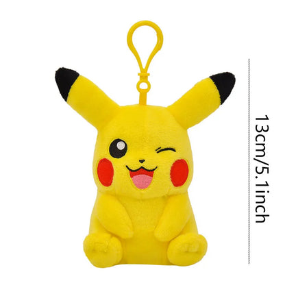 Anime Pokemon Kawaii Pikachu Keychain Eevee Mew Bulbasaur Charmander Snorlax Psyduck Stuffed Toy Cute Plush Keyring Doll Pendant