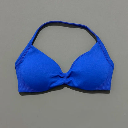 HISTELLO Strappy Bra Women Seamless Gym Underwear High Support Halter Sexy Sports Pilates Clothing Push-up Yoga Workout Tank Top
