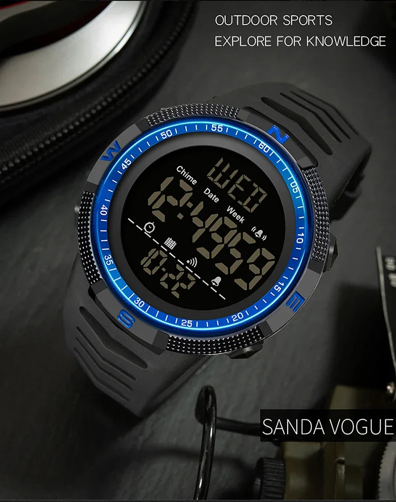 SANDA 6014 Military Sport Watch for Men Clock Digital Wristwatches Shockproof Countdown Waterproof Bracelet Relojes Para Hombre