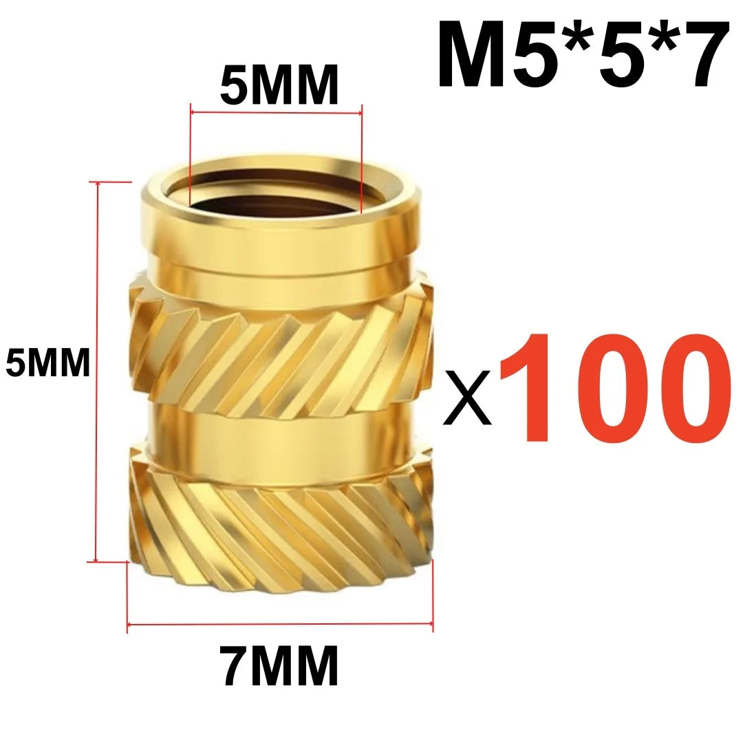 Heat Embedment Inserting Nuts M3 M4 M5 Threaded Knurled Brass Hot Melt Screw Nut For 3D Printer Voron 2.4 And Others