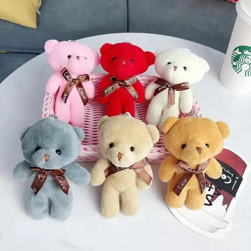 30pcs New 21Color Mini Bear Plush Doll Keychain 12cm Cute Colorful Bear Animal Stuffed Toys For Girl Bag Pendant Children Gifts