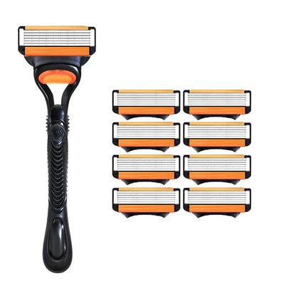 6-layer Manual Razor Set, 1 Handle With4/8/12/16/24 Refills Stainless Steel Manual Shave Razors For Daily Face Care