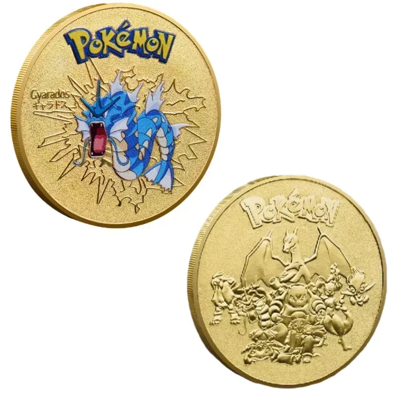 Anime Gold Plated Gold Coin Game Commemorative Coin Pikachu Mewtwo Charizard Gold Coin Game Collection childrens gift