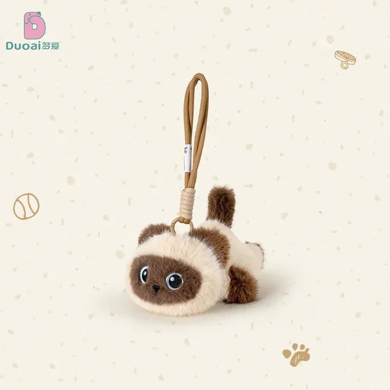 Soft Cartoon Cat Plush Toys Cute Animals Siamese Kitten Lovely Stuffed Doll Pendant Key Chain Birthyday Xmas Gift For Girl Boy