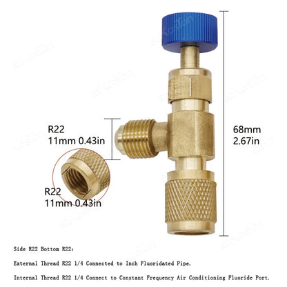 Liquid Safety Valve R410A R22 Air Conditioning Refrigerant 1/4" Safety Adapter Air Conditioning Repair And Fluoride Safety Valve