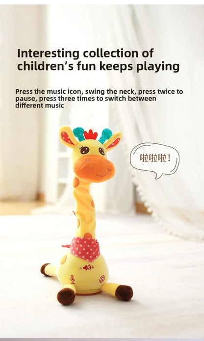 Repeating What You Say Dancing Talking Giraffe Toy with 10 Songs Plush Swaying Dancing Giraffe Adjustable Volume Glowing