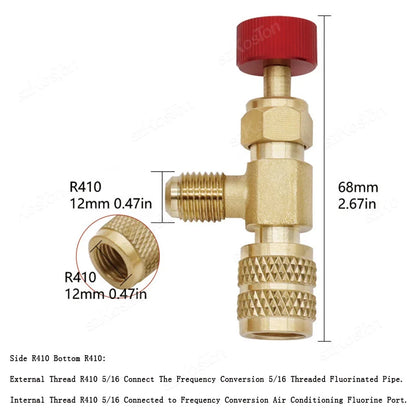 Liquid Safety Valve R410A R22 Air Conditioning Refrigerant 1/4" Safety Adapter Air Conditioning Repair And Fluoride Safety Valve