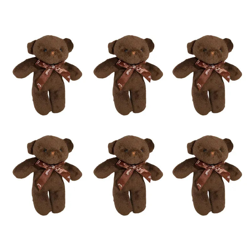 6/12pcs Mini Bear Plush Keychain Colorful Bear Stuffed Toy School Bag Pendant Teddy Doll Graduation Party Supplies Wedding Gift