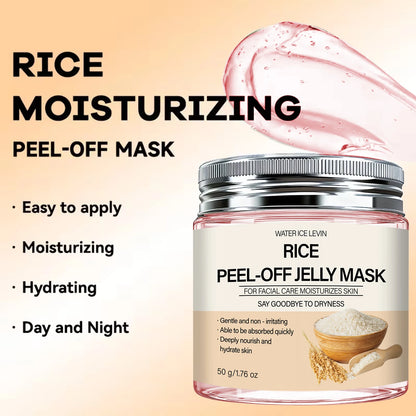Rice Peel-Off Jelly Mask Deep Hydration Nourishment. Gentle Quick Absorb. Say Goodbye Dryness. Watericelevin 50g.