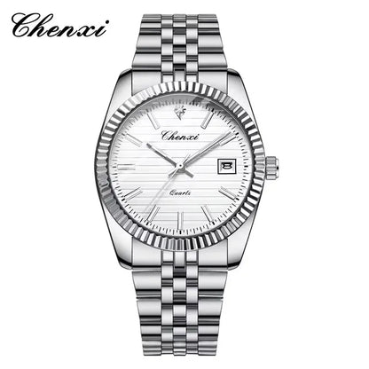 CHENXI 004D Men Quartz Watches Luxury Stainless Steel Waterproof Luminous Date Casual Wristwatch for Male