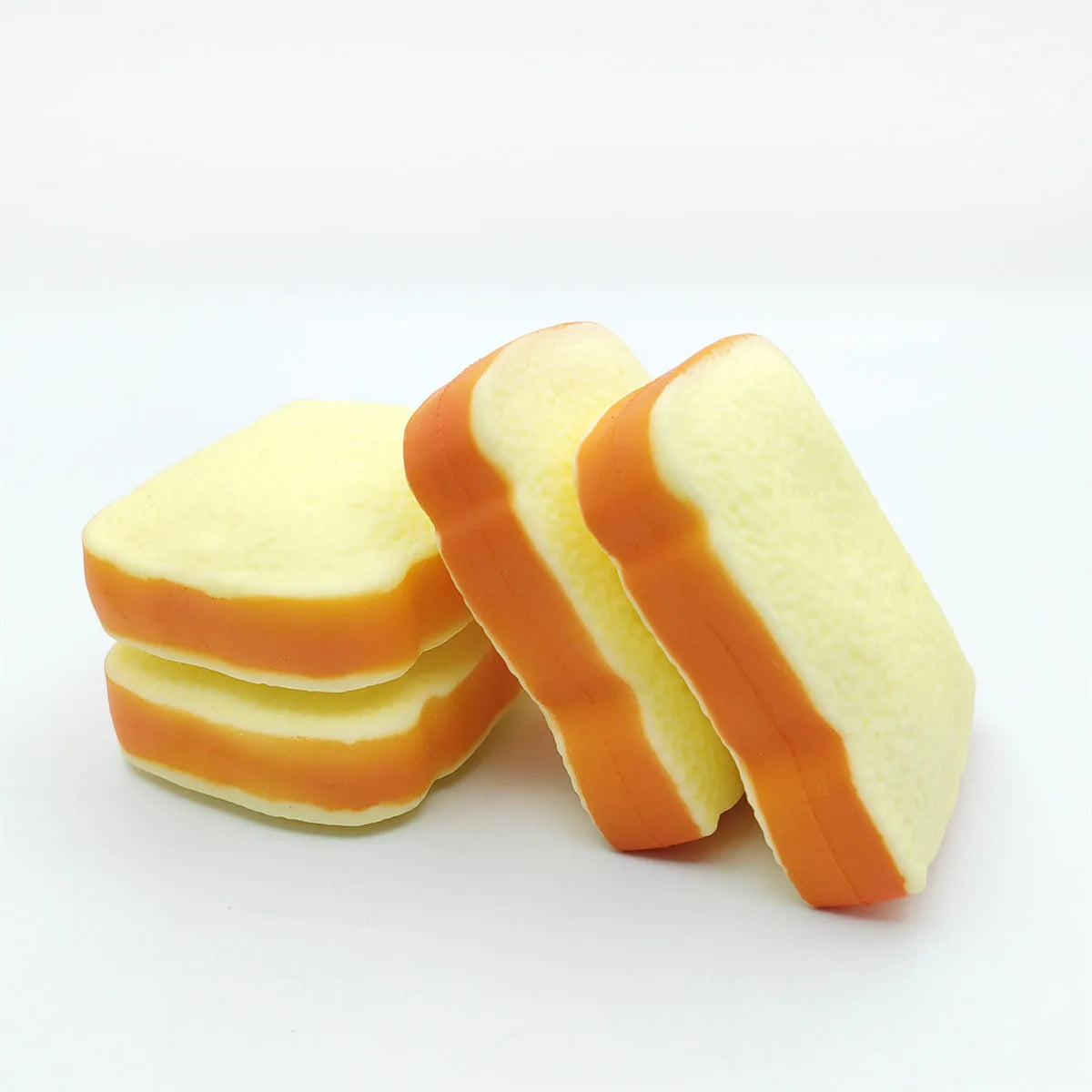 Soft Flour Toast Sliced Shape Bread Stress Toy Anxiety Relief Fake Food Toy for Adult Tricky Funny Birthday Gifts