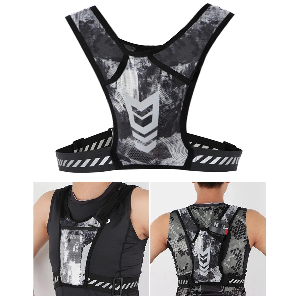 Reflective Running Vest with Phone Holder & Key Pocket | Adjustable Strap for Men Women Night Jogging Walking Gym Exercise Gear