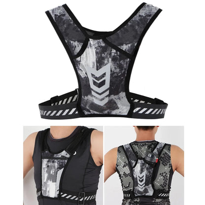 Reflective Running Vest with Phone Holder & Key Pocket | Adjustable Strap for Men Women Night Jogging Walking Gym Exercise Gear