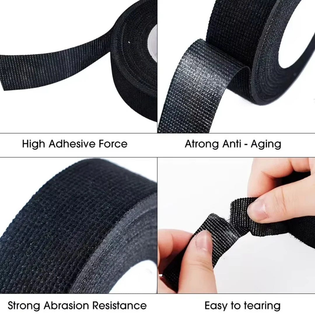 Heat-Resistant Electrical Tape Waterproof Cable Organizer Fabric Cloth Wrap Insulation Auto Wiring Harness Adhesive Bundling Tap