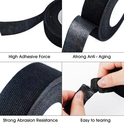 Heat-Resistant Electrical Tape Waterproof Cable Organizer Fabric Cloth Wrap Insulation Auto Wiring Harness Adhesive Bundling Tap