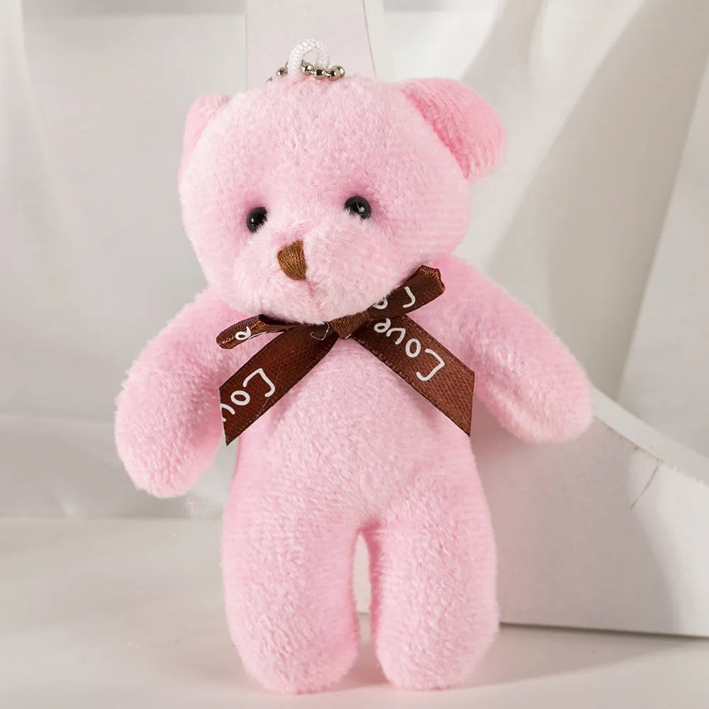 6/12pcs Mini Bear Plush Keychain Colorful Bear Stuffed Toy School Bag Pendant Teddy Doll Graduation Party Supplies Wedding Gift