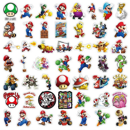100pcs Super Mario Bros Stickers Luigi Yoshi Scrapbook Guitar Laptop Skateboard Waterproof Sticker Game Stickers Kids Gift Toy