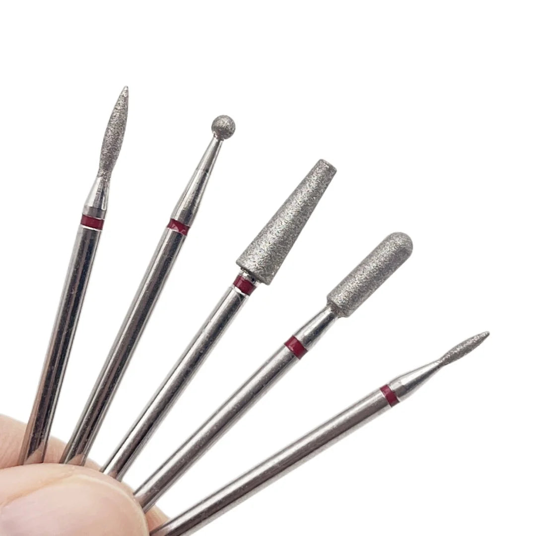 5PCS Diamond Nail Drill Bit Set of Milling Cutters for Manicure Diamond Bit Cuticle Remove Nail Bits for Electric Drill Machine